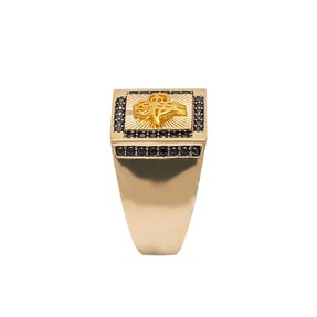 14 Ayar Taşlı Osmanlı Tuğrası Altın Erkek Yüzük - Thumbnail