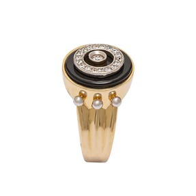 14 Ayar Taşlı Tasarım Altın Erkek Yüzük - Thumbnail