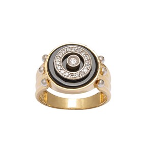 14 Ayar Taşlı Tasarım Altın Erkek Yüzük - Thumbnail