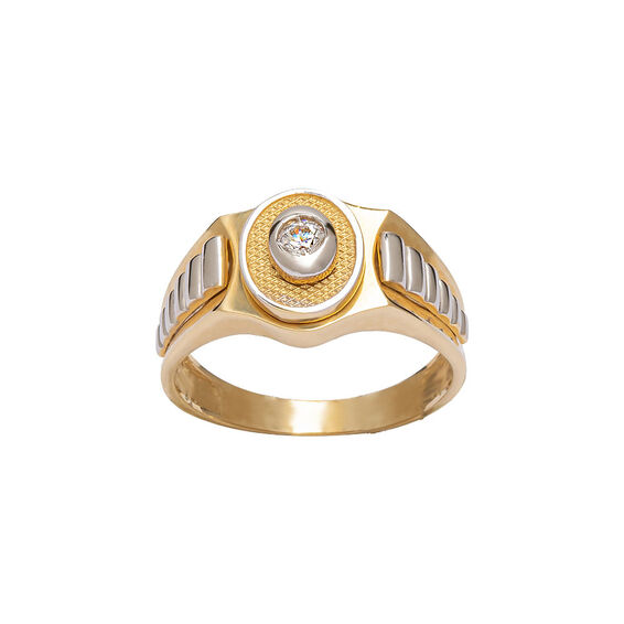 14 Ayar Taşlı Özel Tasarım Altın Erkek Yüzük