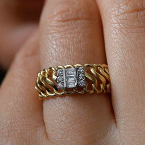 14 Ayar Baget Taşlı Altın Yüzük | Mücevher Dünyası - 15 - Thumbnail