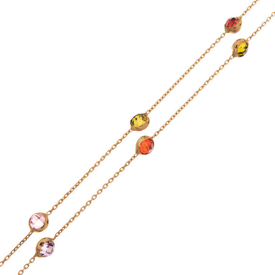 Mücevher Dünyası - 14 Ayar Renkli Taşlı Altın Kolye