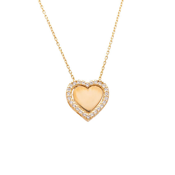 Mücevher Dünyası - 14 Ayar Taşlı Kalp Altın Kolye
