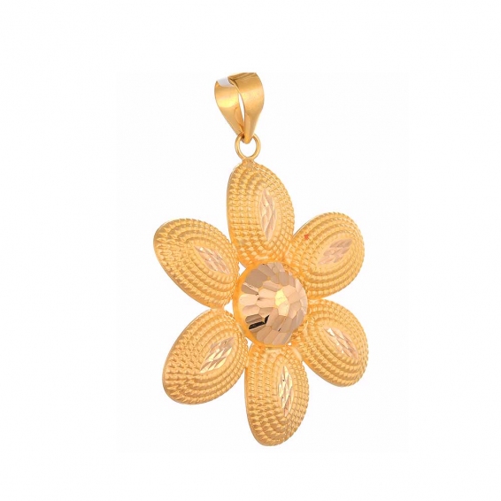 Mücevher Dünyası - 22 Ayar Çiçek Kolye Ucu Altın Madalyon - 4,21 Gr.