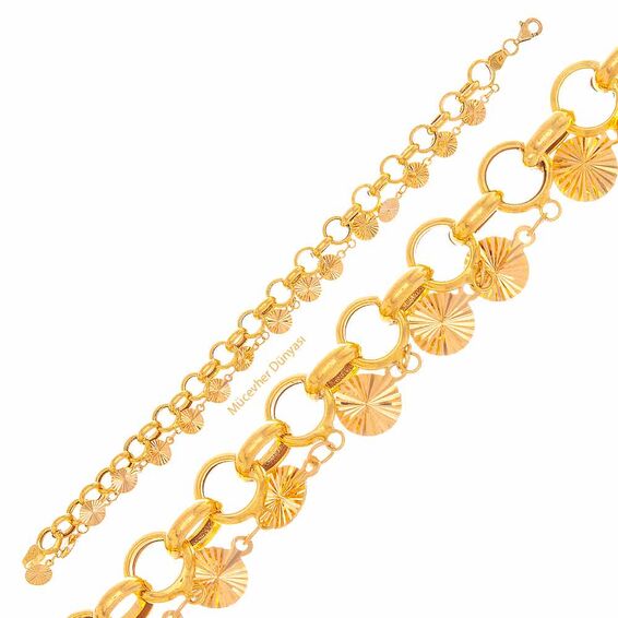 Mücevher Dünyası - 22 Ayar Desenli Pullu Altın Bileklik - 10,49 Gr.