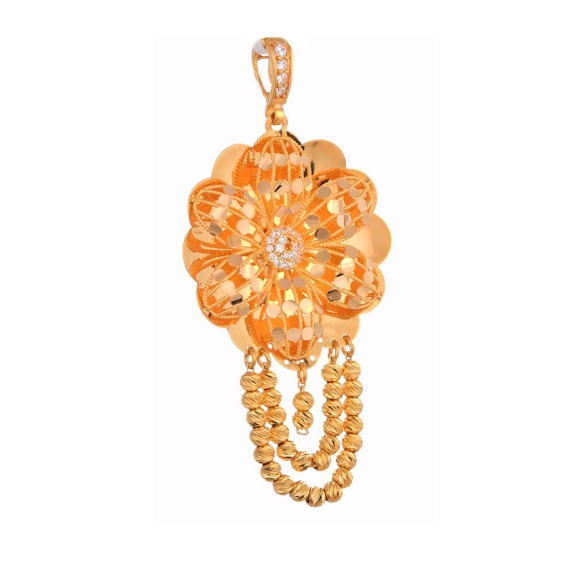 Mücevher Dünyası - 22 Ayar Dorika Toplu Çiçek Kolye Ucu Altın Madalyon - 10,16 Gr.
