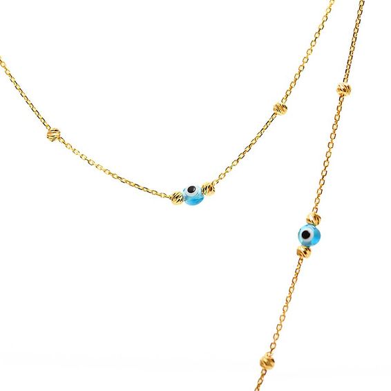 Mücevher Dünyası - 22 Ayar Dorika Toplu Nazar Altın Kolye - 5,81 Gr.