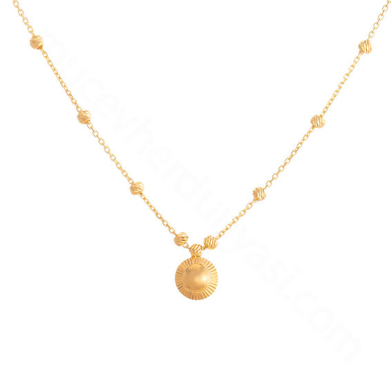 Mücevher Dünyası - 22 Ayar Dorika Toplu Tasarım Altın Kolye - 3,56 Gr.