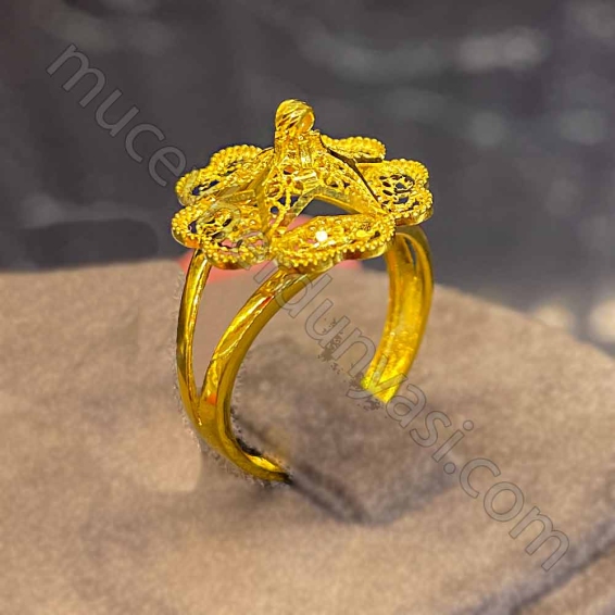 Mücevher Dünyası - 22 Ayar Dorika Toplu Telkari Altın Yüzük - 4,04 Gr. - 17