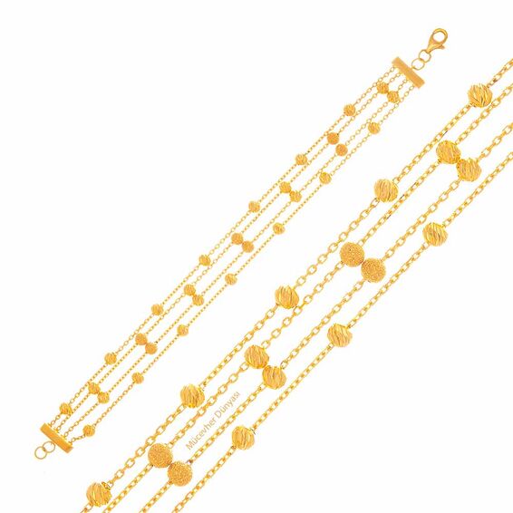 Mücevher Dünyası - 22 Ayar Dört Sıra Dorika Altın Bileklik - 11,06 Gr.