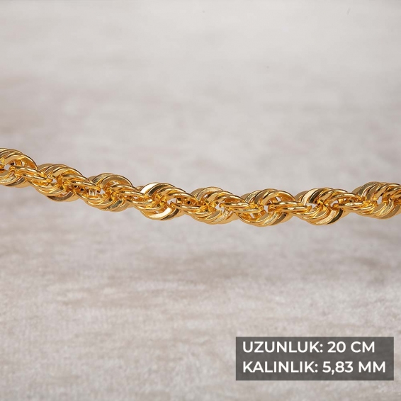 22 Ayar Halat Altın Bileklik - 8,18 Gr. - 20 Cm. - 5,83 Mm.