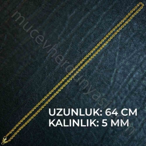 22 Ayar Halat Altın Zincir - 14,22 Gr. - 64 Cm. - Thumbnail