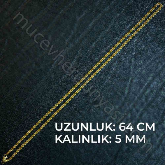 22 Ayar Halat Altın Zincir - 14,22 Gr. - 64 Cm.