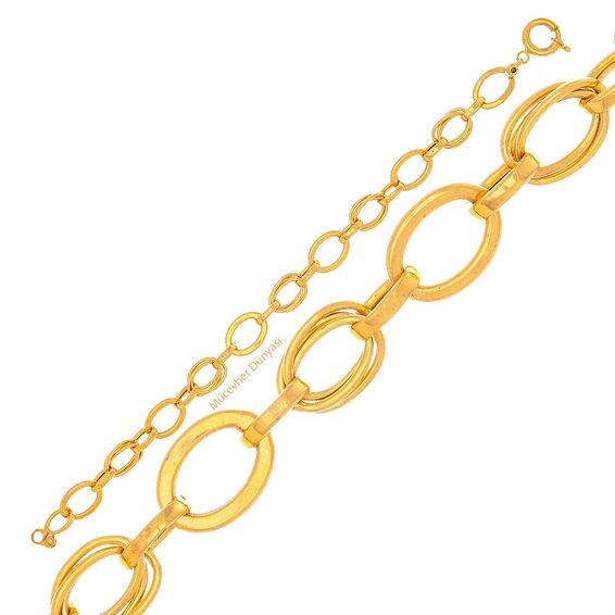 Mücevher Dünyası - 22 Ayar Halka Tasarım Altın Bileklik - 8,63 Gr.
