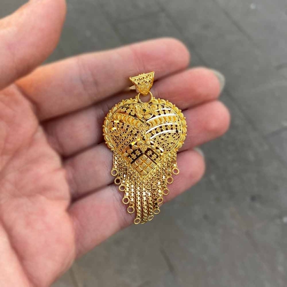 Mücevher Dünyası - 22 Ayar Hint İşi Kolye Ucu Altın Madalyon - 11,16 Gr.