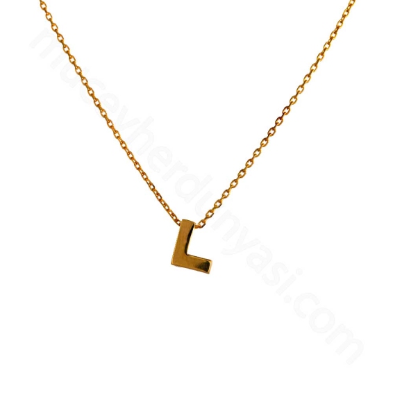 Mücevher Dünyası - 22 Ayar L Harf Altın Kolye - 2,78 Gr. - 43 Gr.