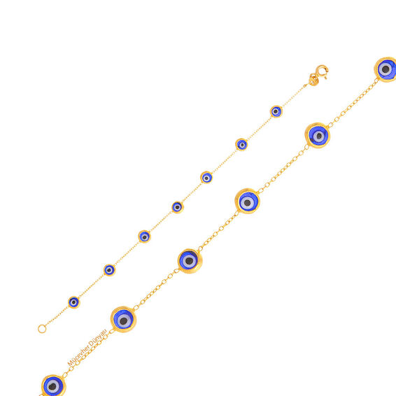 Mücevher Dünyası - 22 Ayar Nazar Boncuklu Çocuk Altın Bileklik - 2,02 Gr.