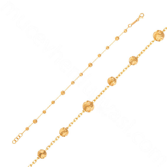Mücevher Dünyası - 22 Ayar Nohutlu Altın Zincir Bileklik - 4,47 Gr.