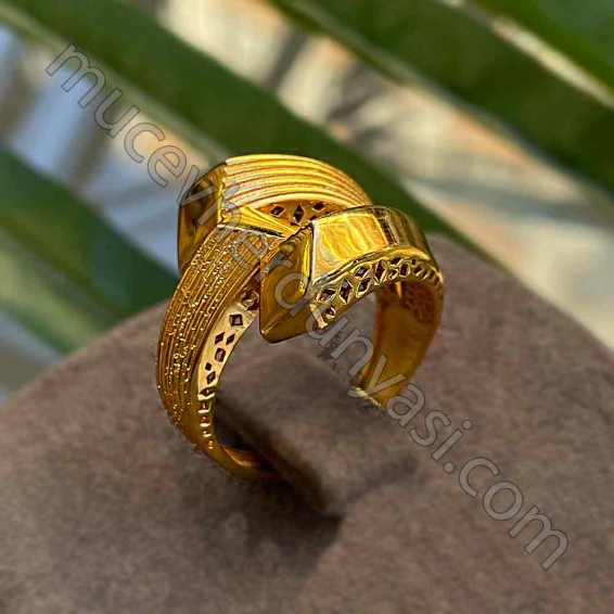Mücevher Dünyası - 22 Ayar Özel Tasarım Altın Fantezi Yüzük - 5,48 Gr. - 19