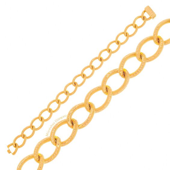 Mücevher Dünyası - 22 Ayar Özel Tasarım Zincir Altın Bileklik - 14,98 Gr.