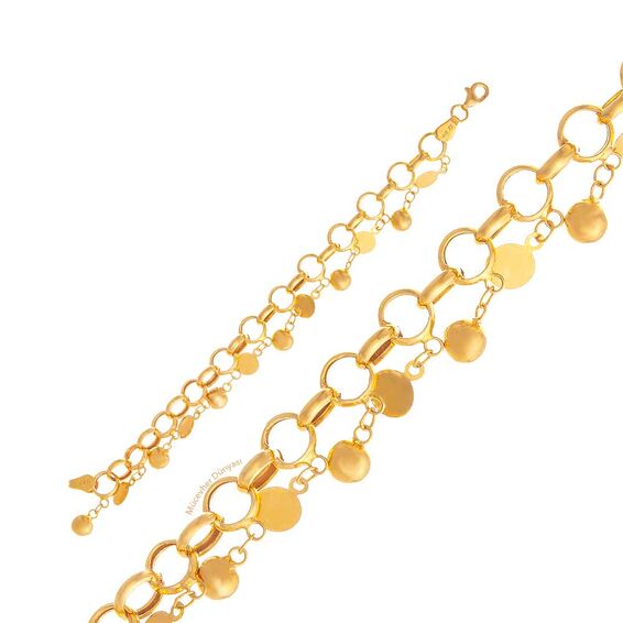 Mücevher Dünyası - 22 Ayar Pullu Nohutlu Çocuk Altın Bileklik - 5,55 Gr.