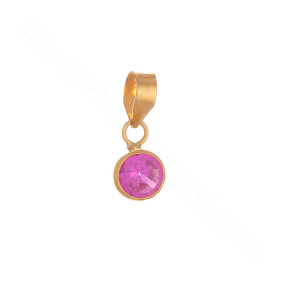 Mücevher Dünyası - 22 Ayar Renkli Taşlı Altın Kolye Ucu - 0,94 Gr.