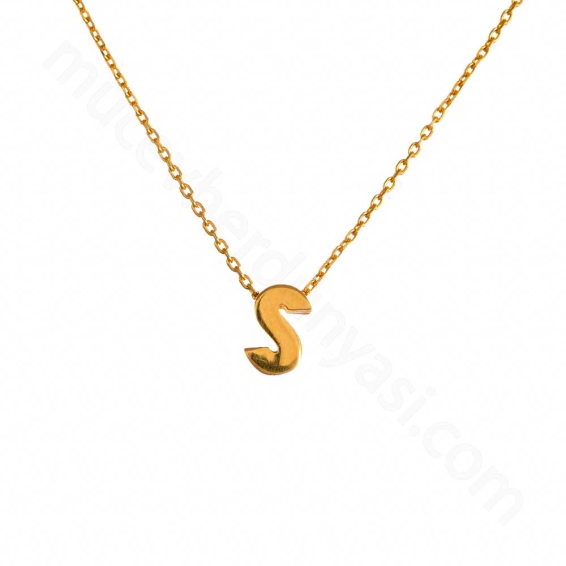 Mücevher Dünyası - 22 Ayar S Harf Altın Kolye - 2,90 Gr. - 43 Cm.
