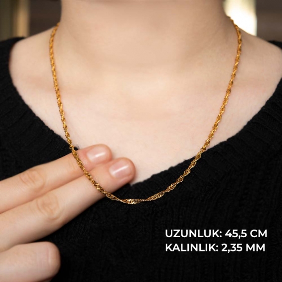 22 Ayar Singapur Altın Zincir - 45,5 Cm. - 6,41 Gr. - 2,35 Mm.