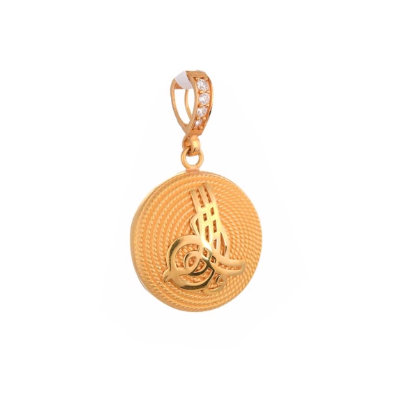 Mücevher Dünyası - 22 Ayar Taşlı Beypazarı Tuğralı Kolye Ucu Altın Madalyon - 3,11 Gr.