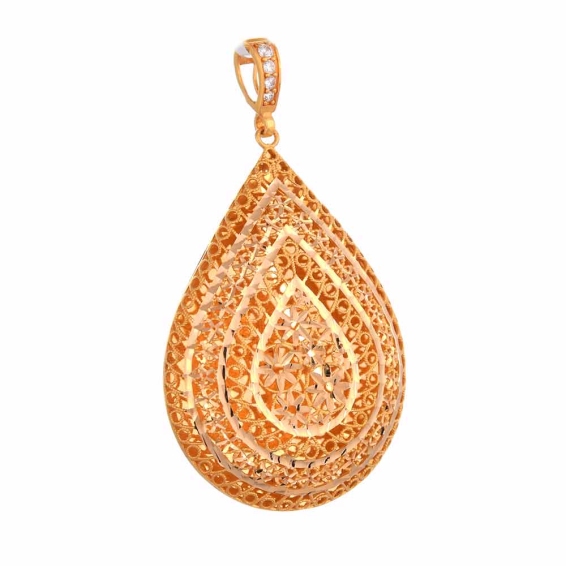 Mücevher Dünyası - 22 Ayar Taşlı Çiçekli Telkari Kolye Ucu Altın Madalyon - 9,03 Gr.