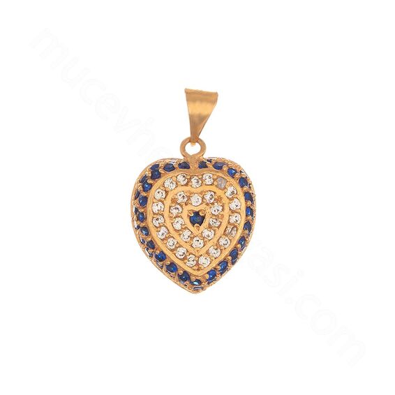 Mücevher Dünyası - 22 Ayar Taşlı Kalp Altın Kolye Ucu - 5,07 Gr.