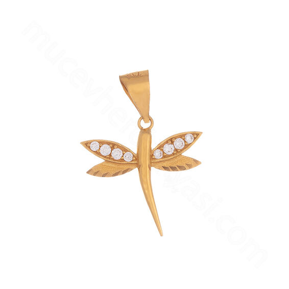 Mücevher Dünyası - 22 Ayar Taşlı Yusufçuk Altın Kolye Ucu - 1,39 Gr.