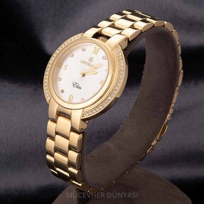 Revello Altın Sarısı Metal Kordonlu Sırataşlı Kadın Kol Saati 80043225 - Thumbnail
